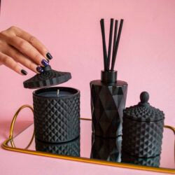 Set cu lumânari parfumate Boem și difuzor de parfum de cameră negru mat